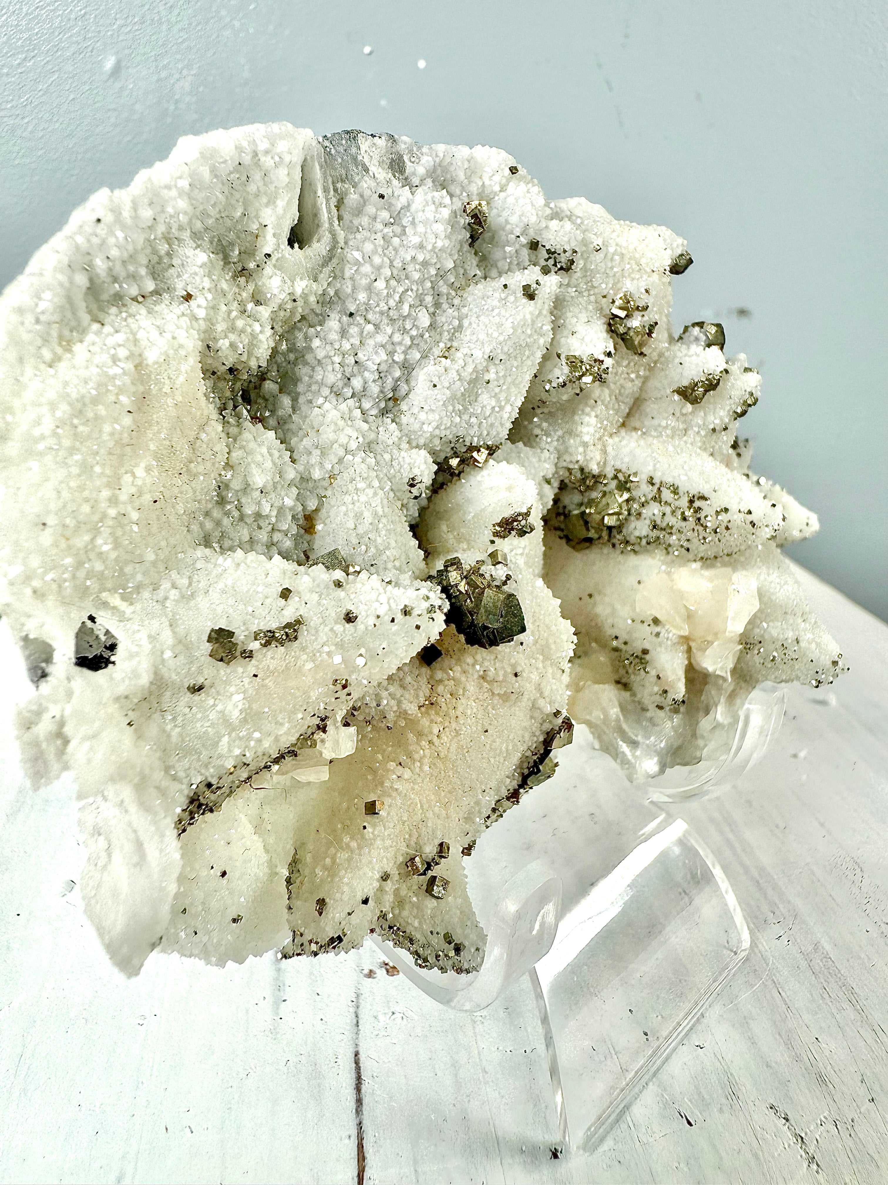 Dogtooth Calcite with Sugar Quartz and Pyrite | DC10