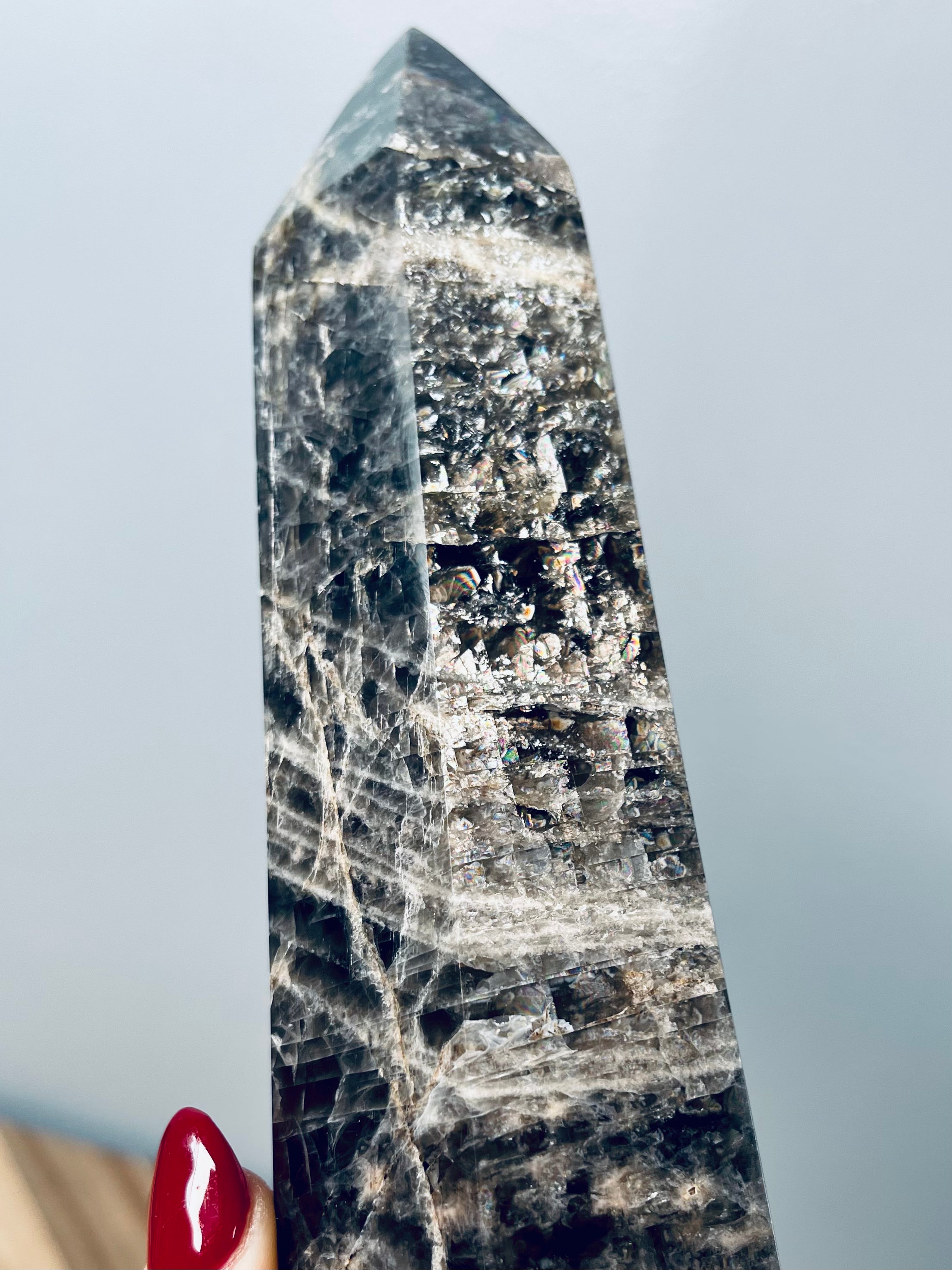 XL Rainbow Flash Black Moonstone Tower | BM4