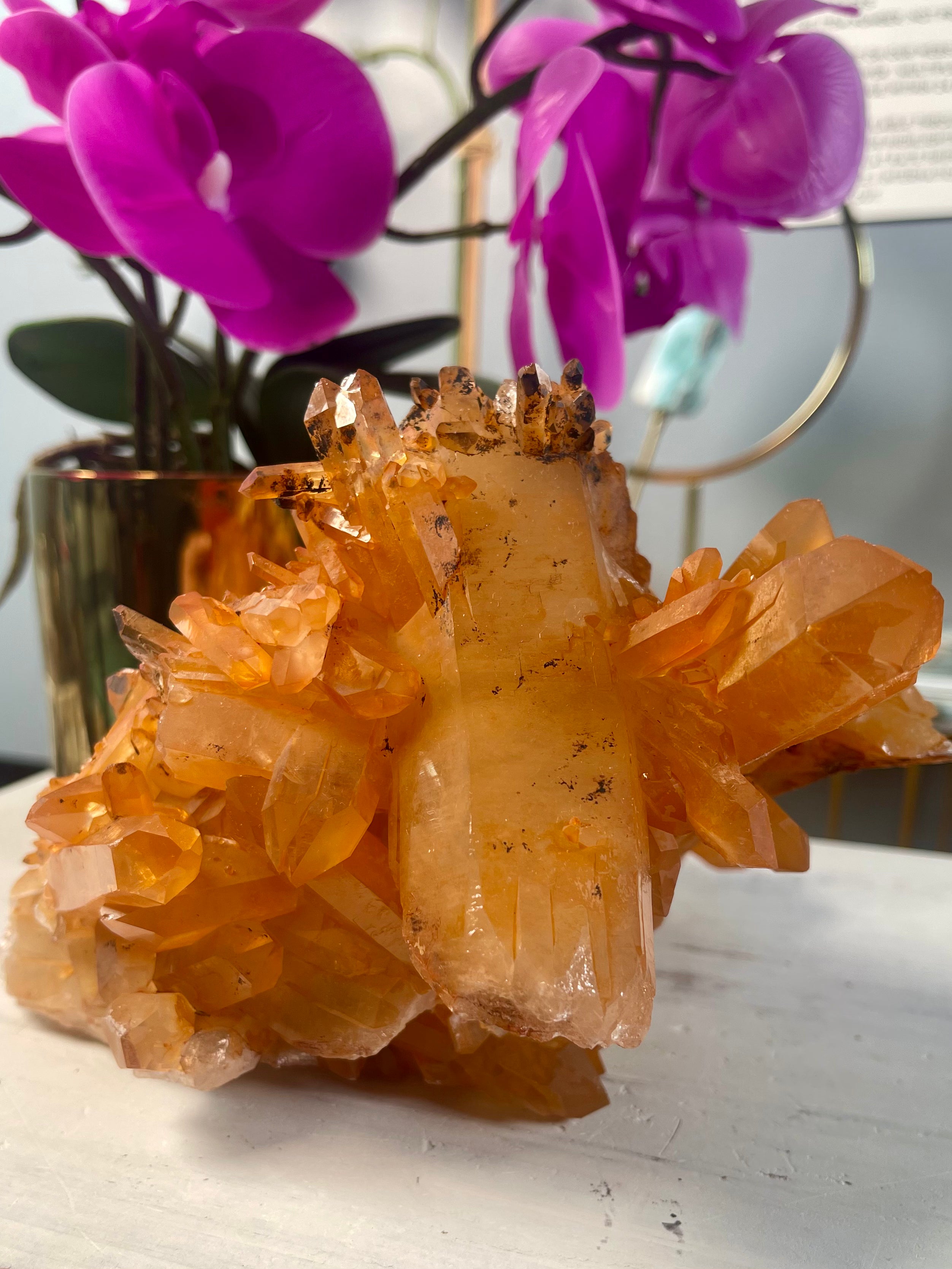 XL Self Standing Tangerine Lemurian Cluster | T20