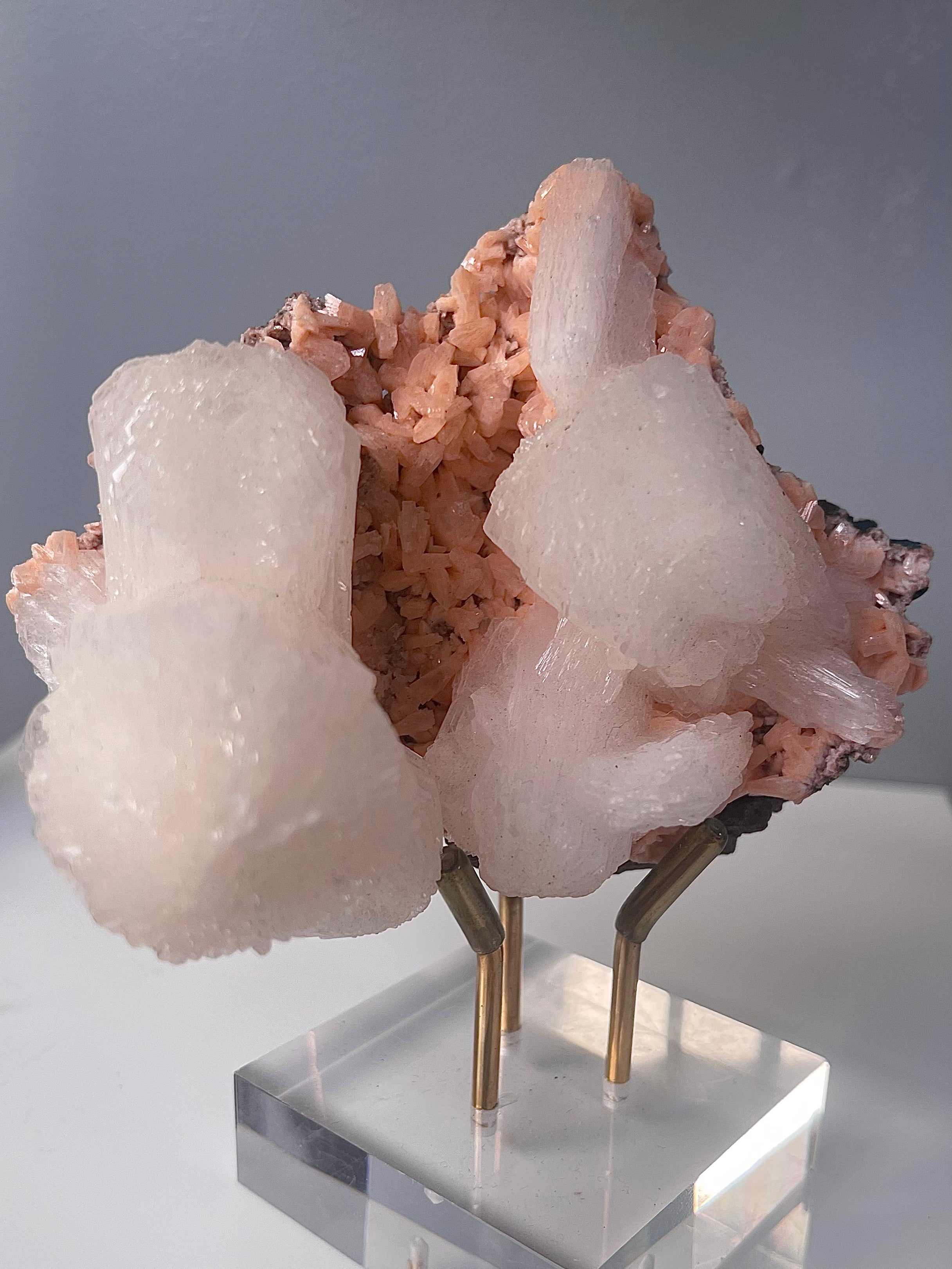 White Stilbite on Pink Heulandite | SH3