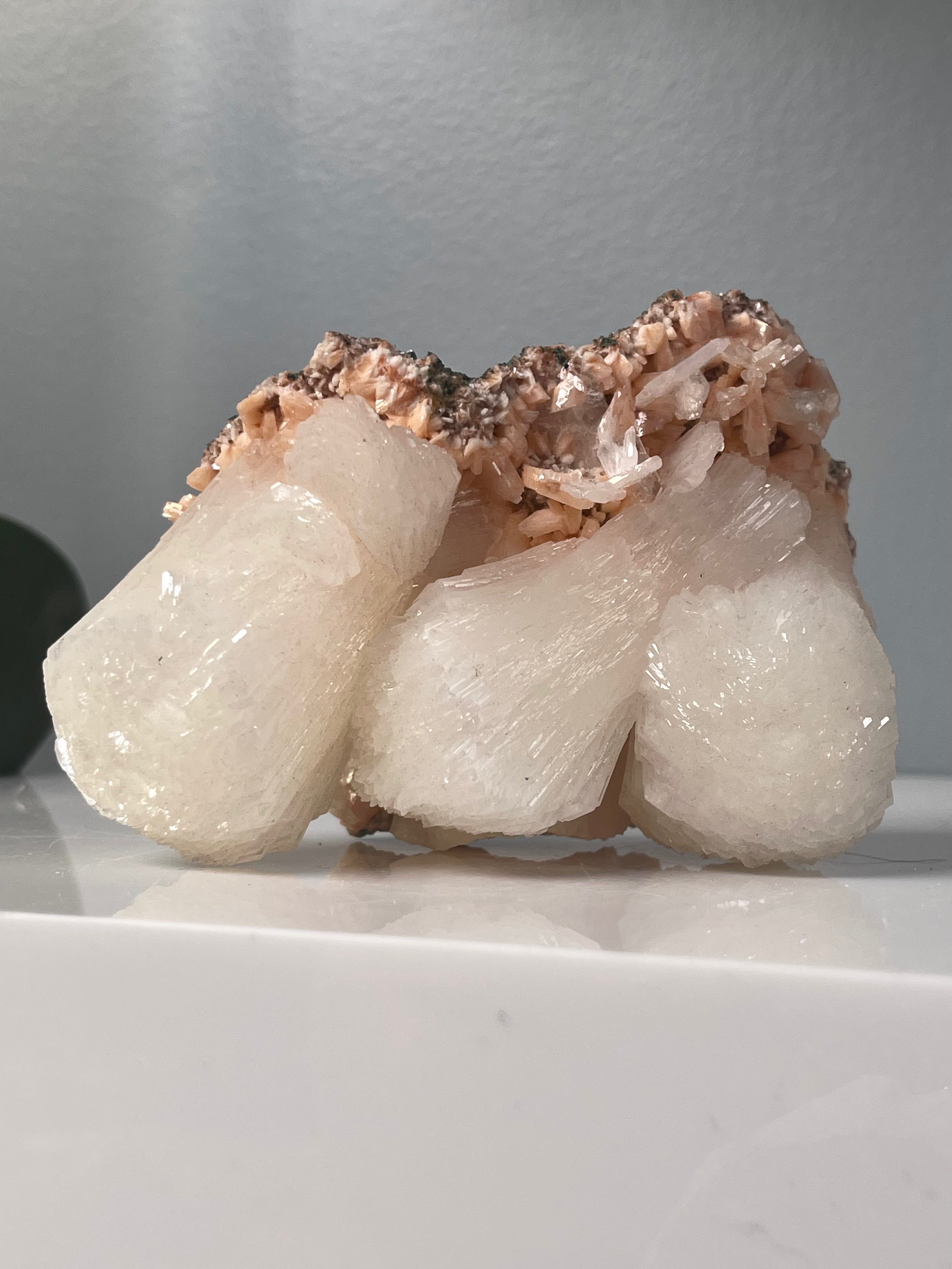 White Stilbite on Pink Heulandite | SH5
