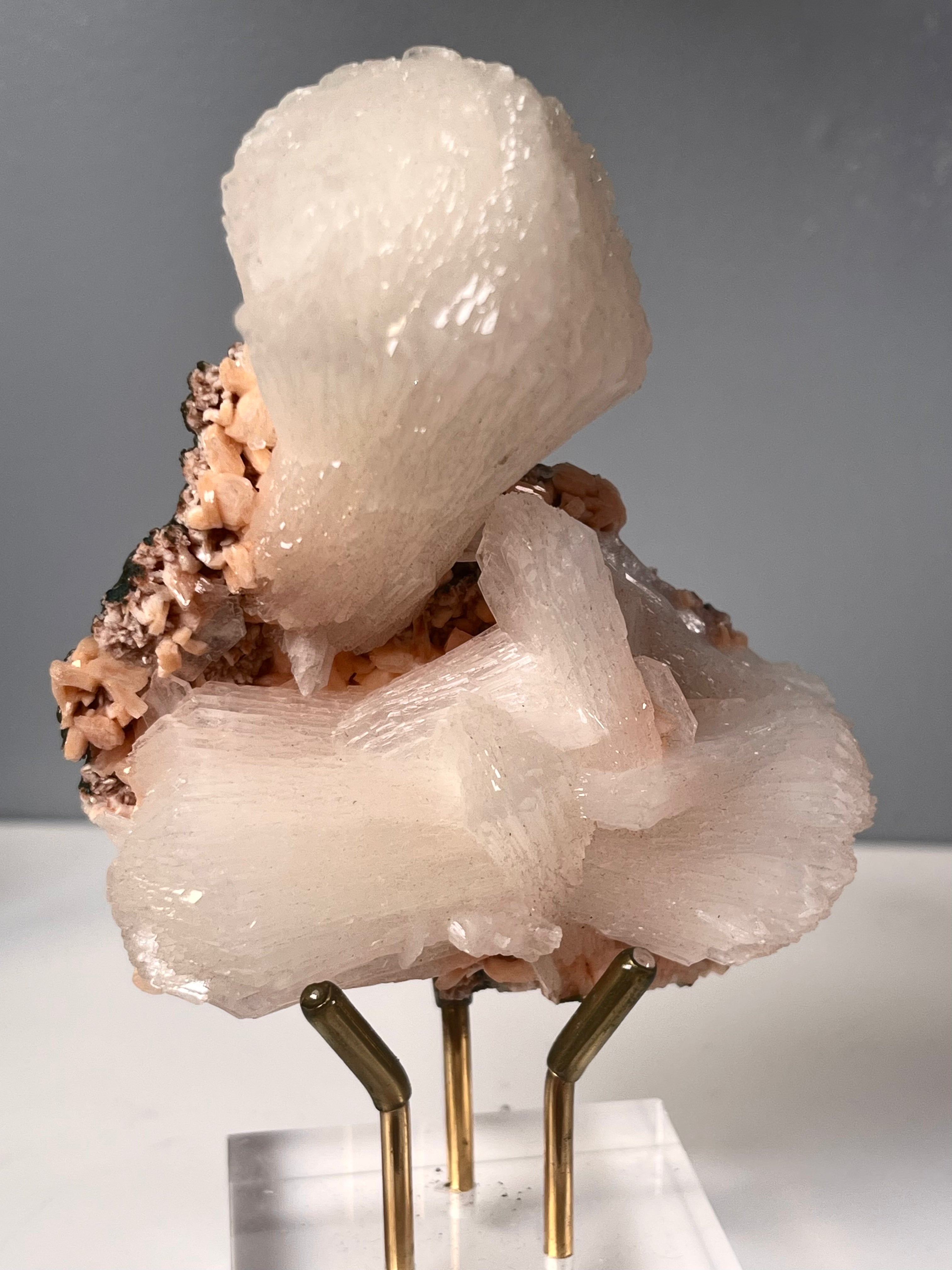 White Stilbite on Pink Heulandite | SH2