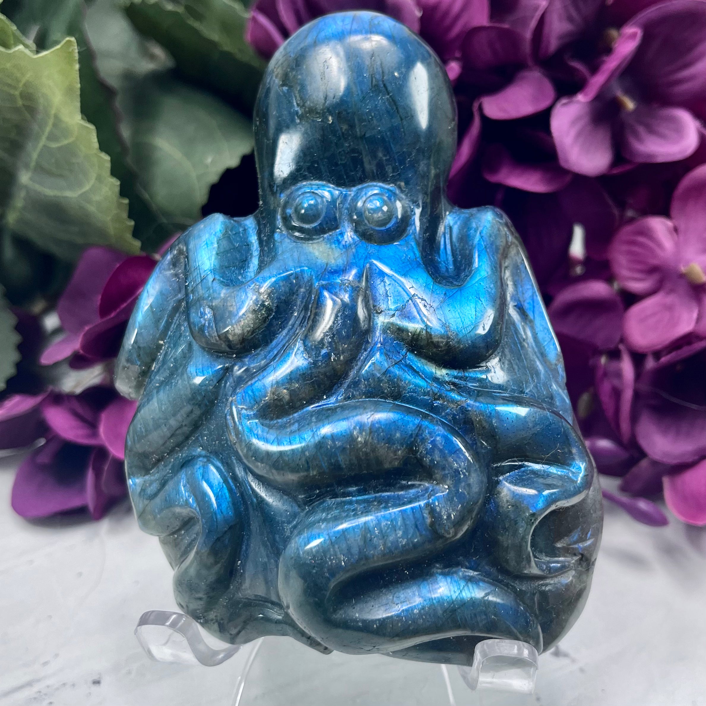 Labradorite Octopus Carving | OC1