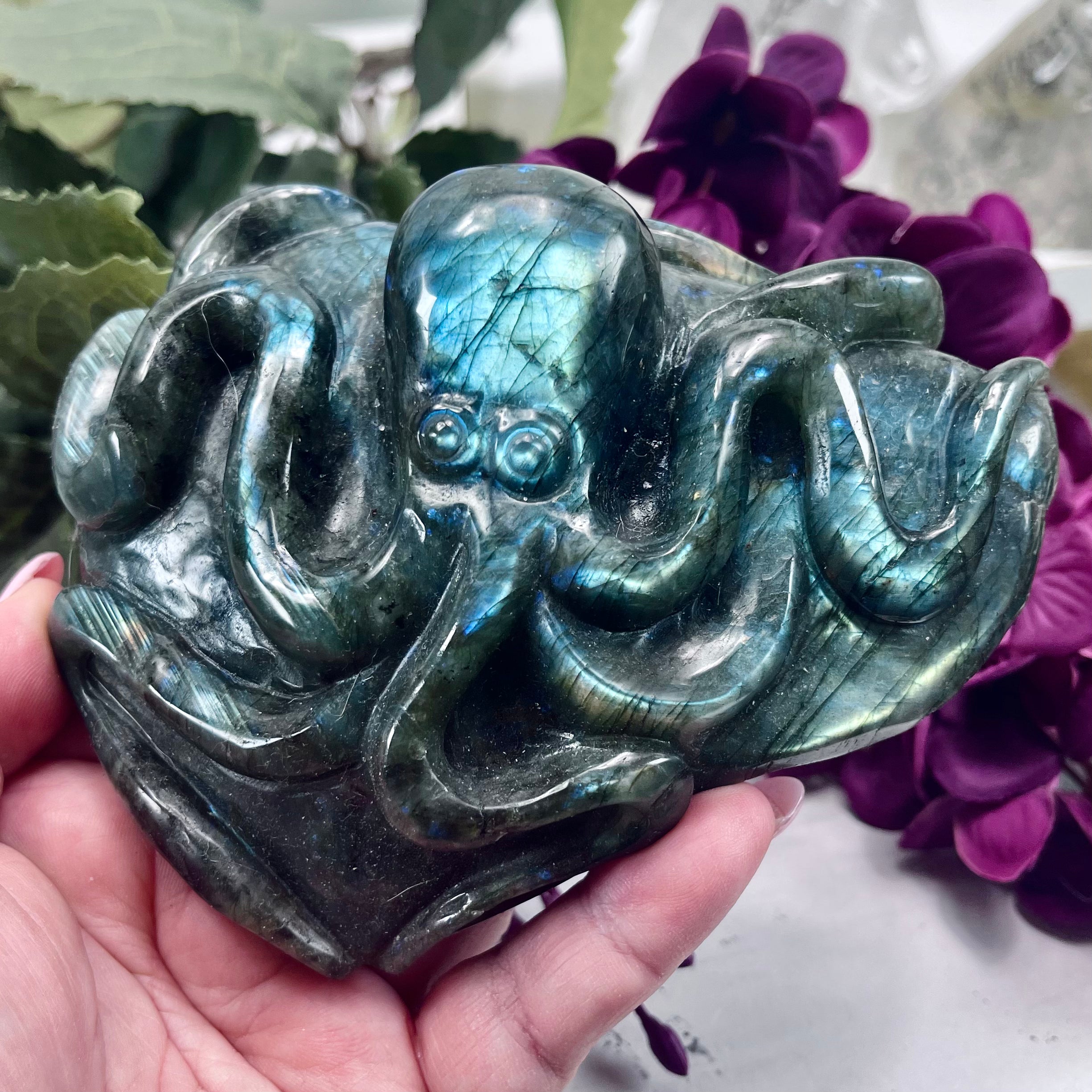 Labradorite Octopus Carving | OC4