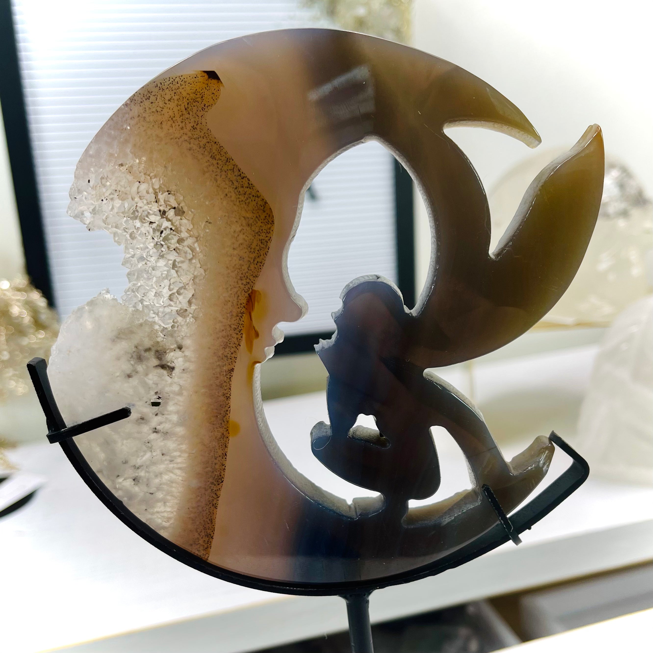 Fairy & Moon Agate With Dendrite On Stand | FM2