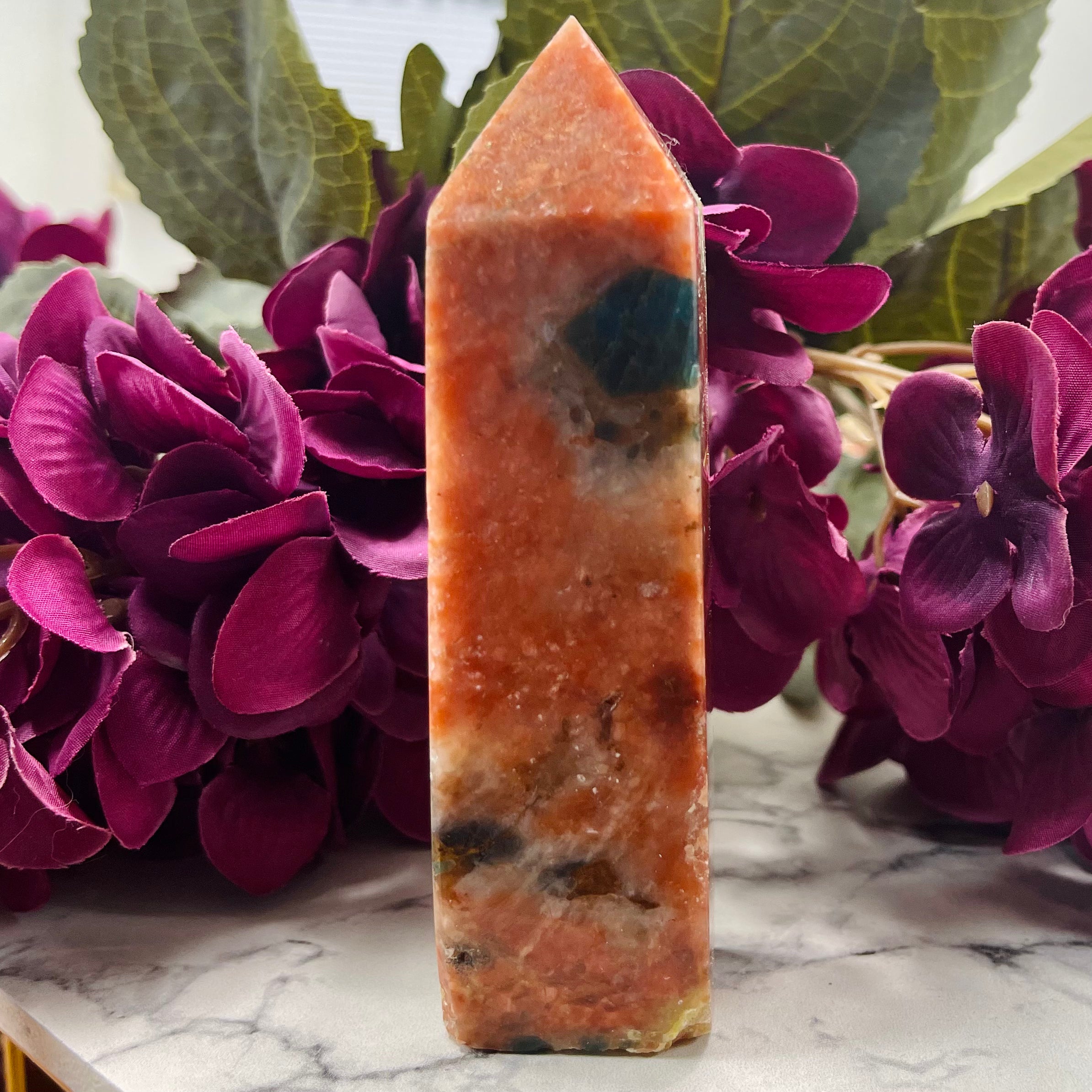 Apatite in Orange Calcite| AC10