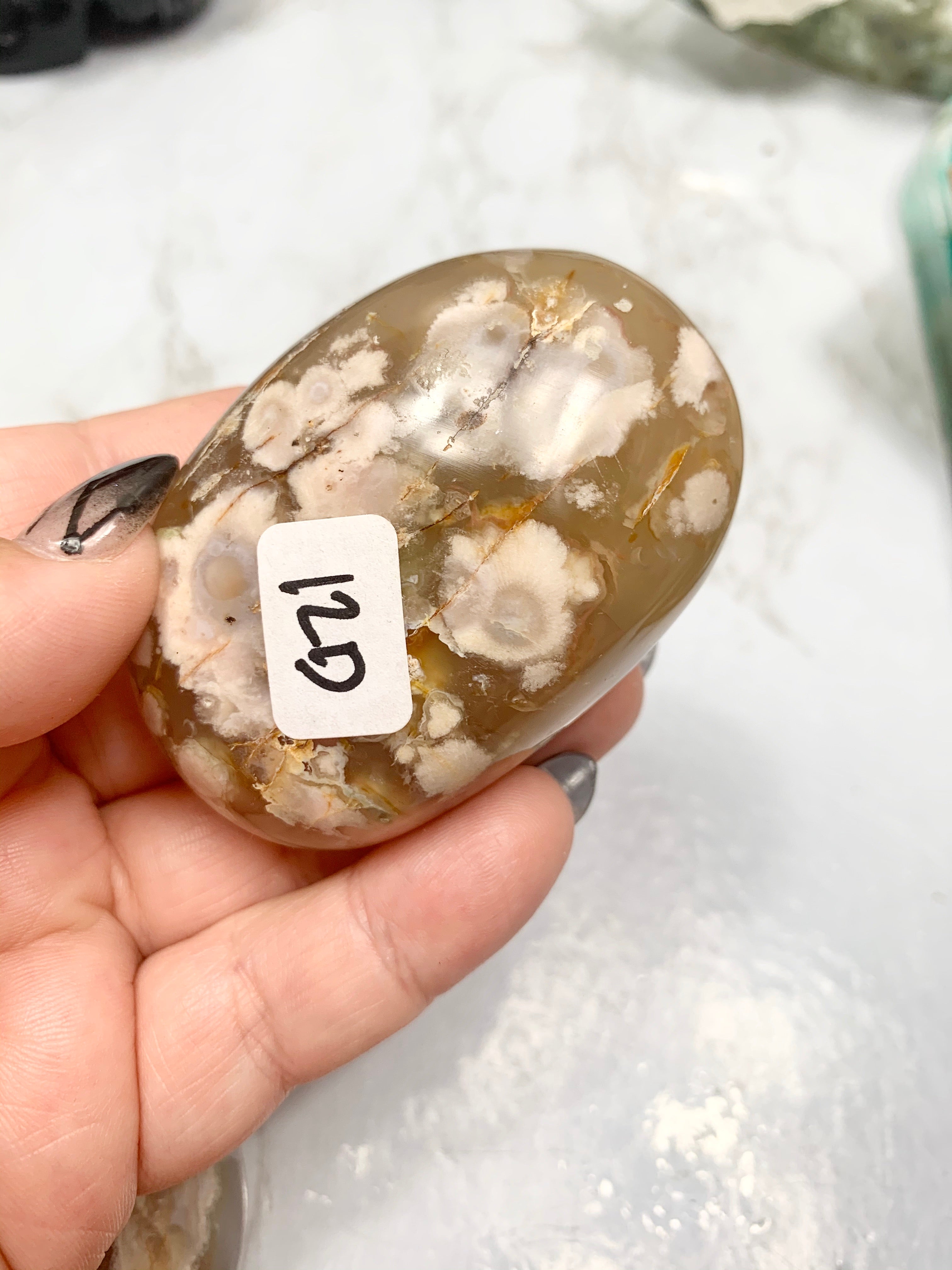 Flower Agate Palm Stone