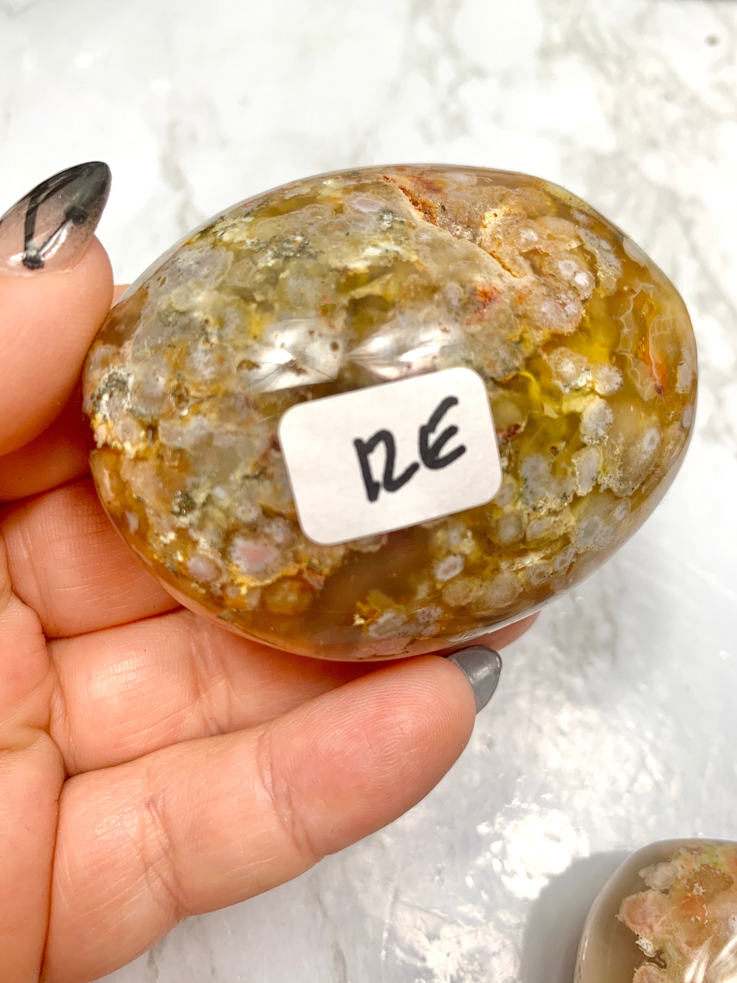 Flower Agate Palm Stone