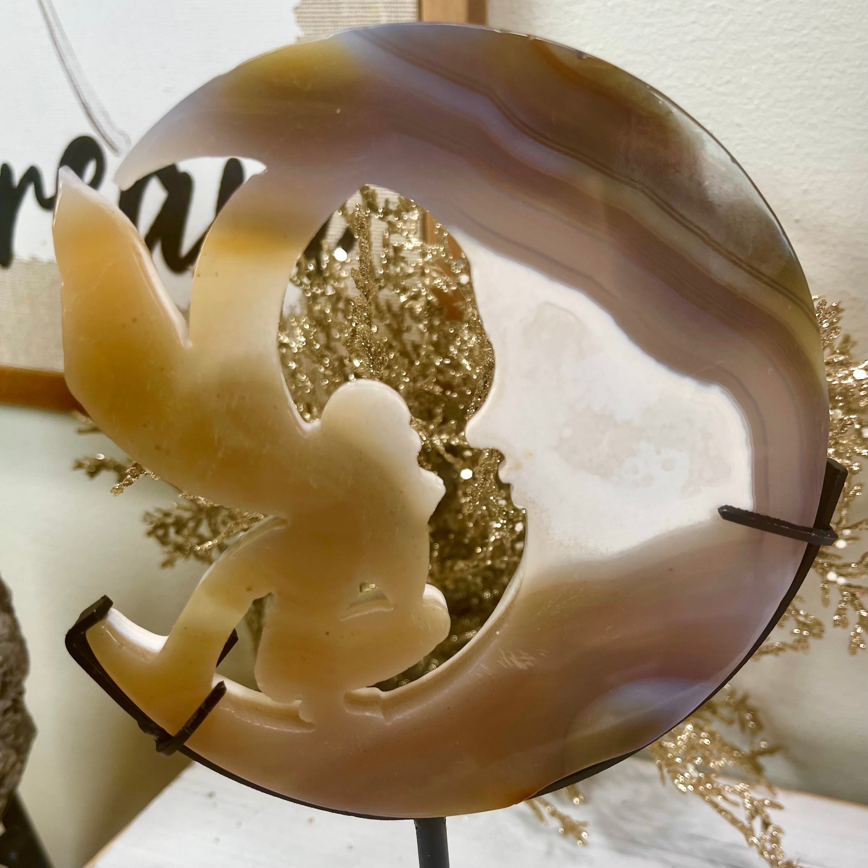Fairy & Moon Agate With Dendrite On Stand | FM9