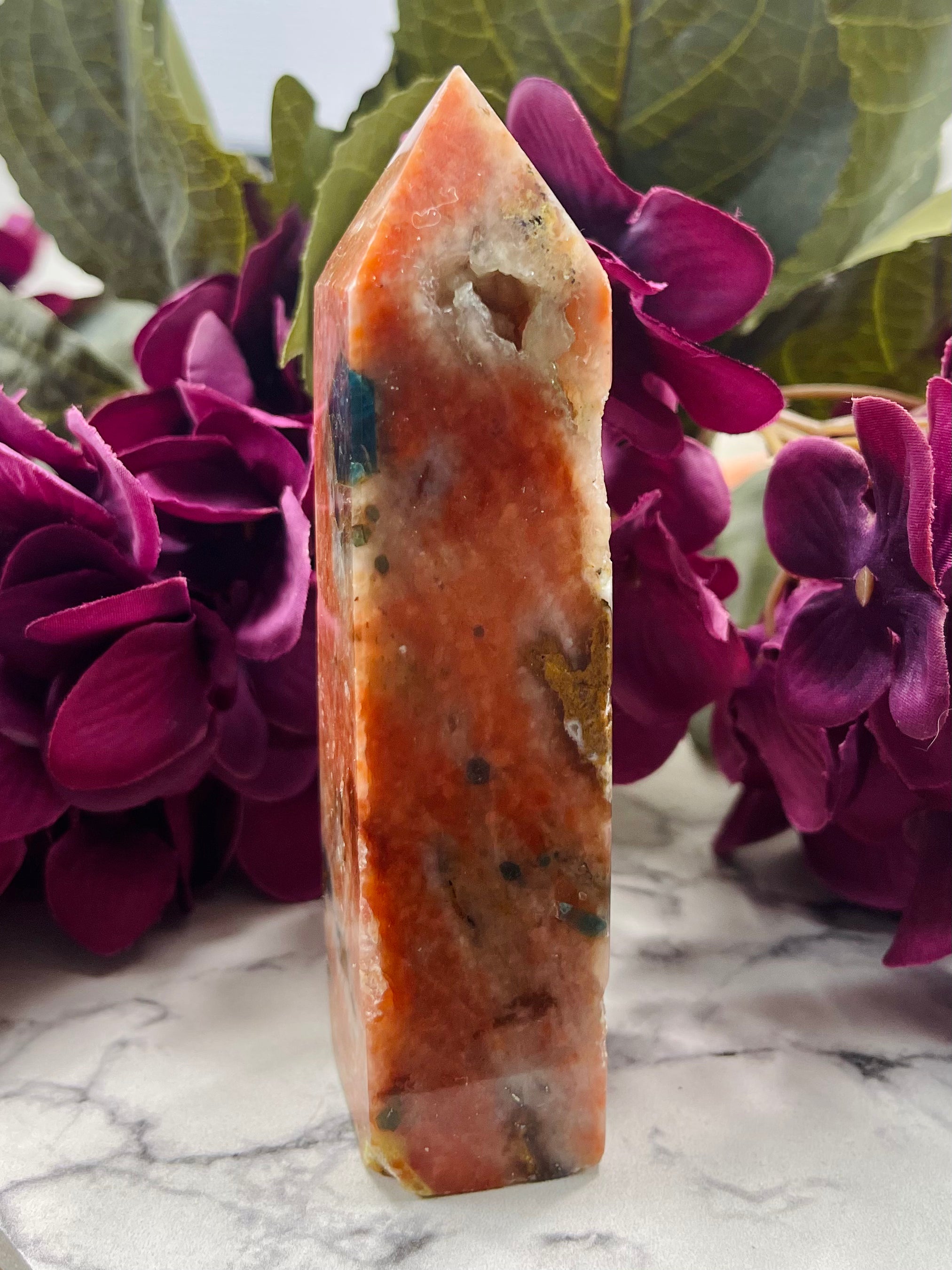 Apatite in Orange Calcite| AC10