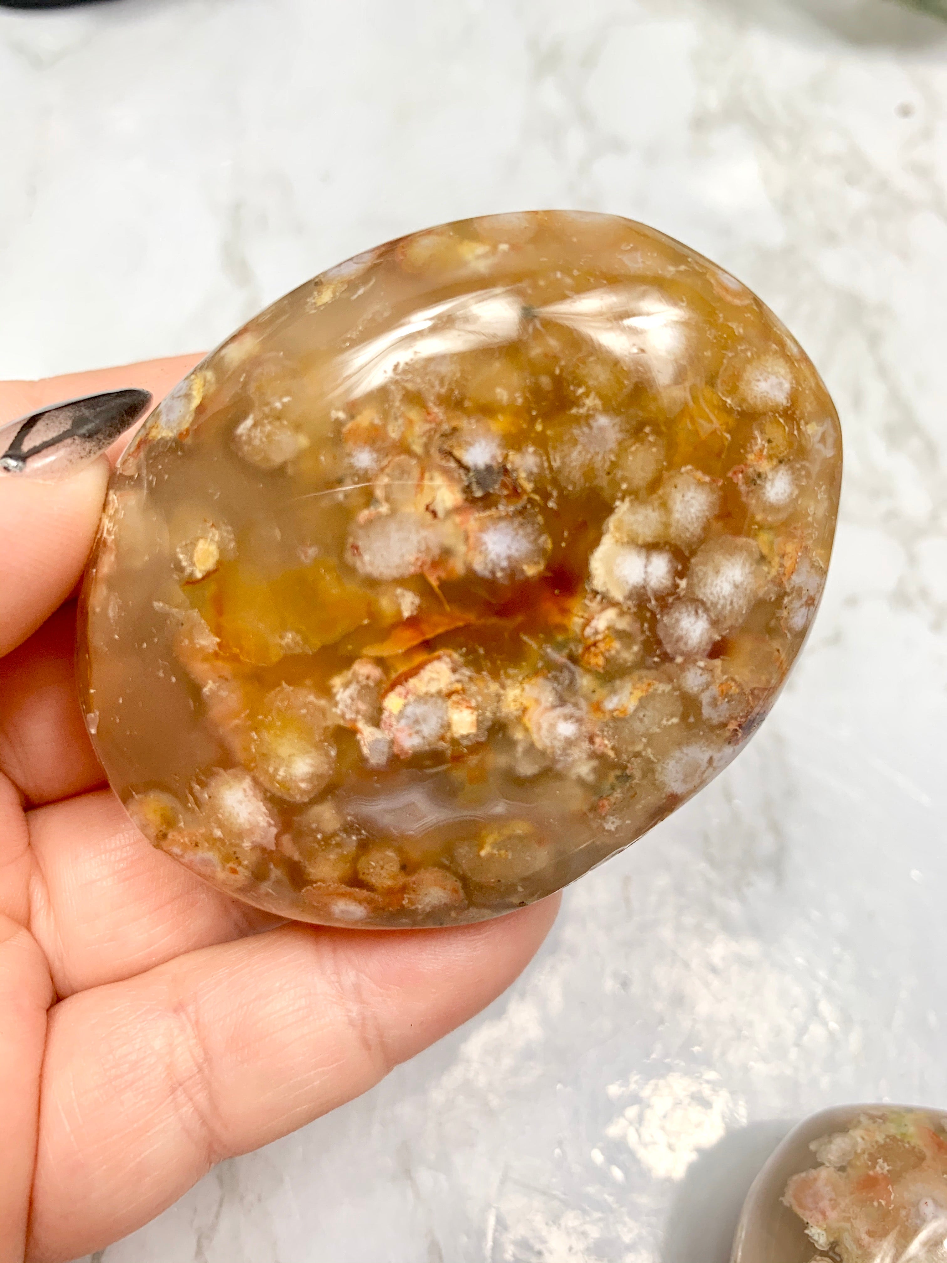 Flower Agate Palm Stone