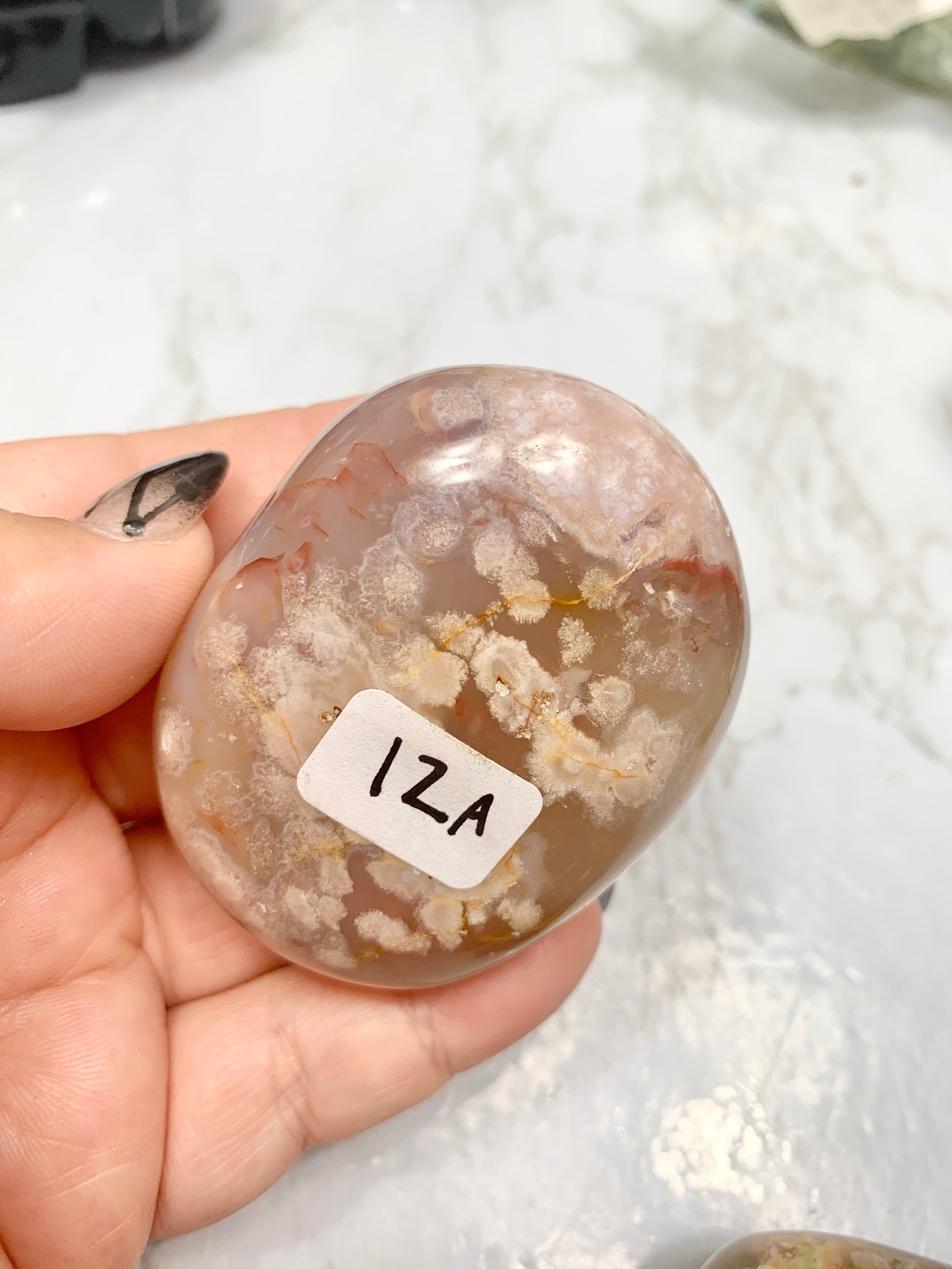 Flower Agate Palm Stone