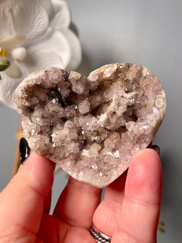 Pink Amethyst Geode Heart  with Dendrite | H11