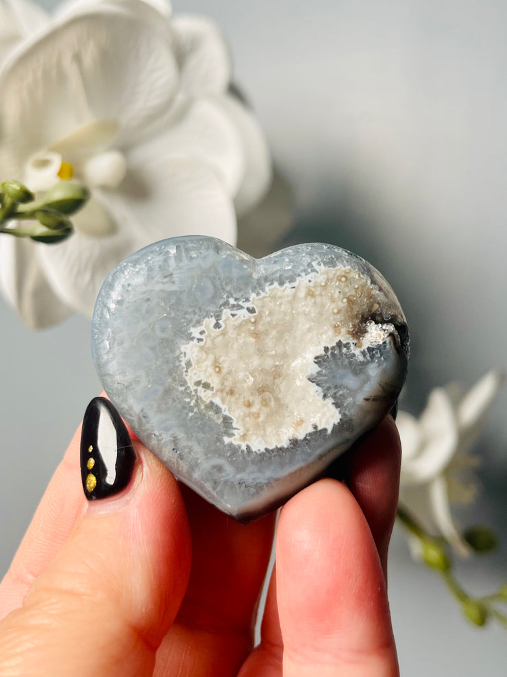 Small Blue Agate Geode Heart | HF