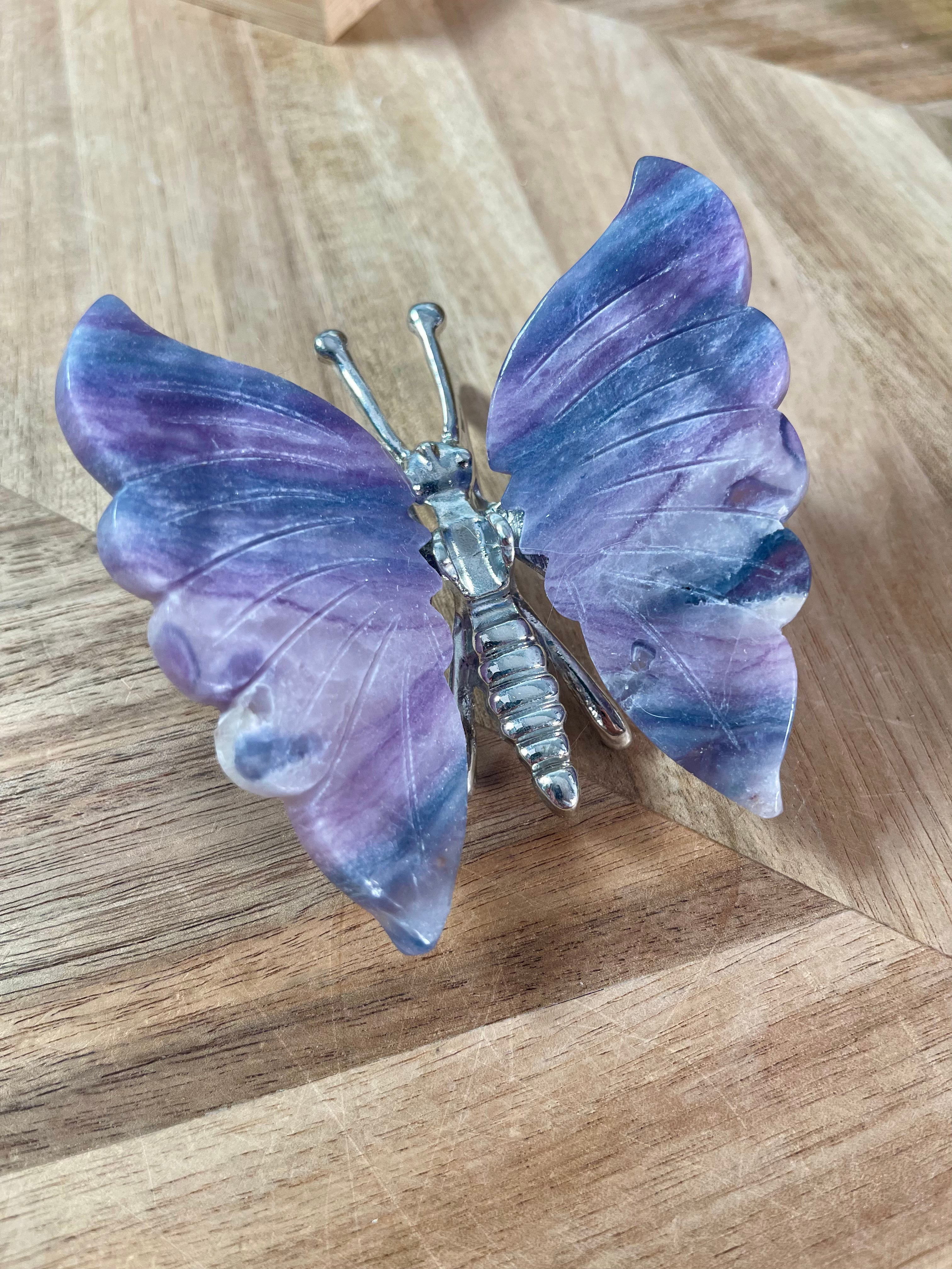 Blue and Purple Silk Fluorite Butterfly | F6