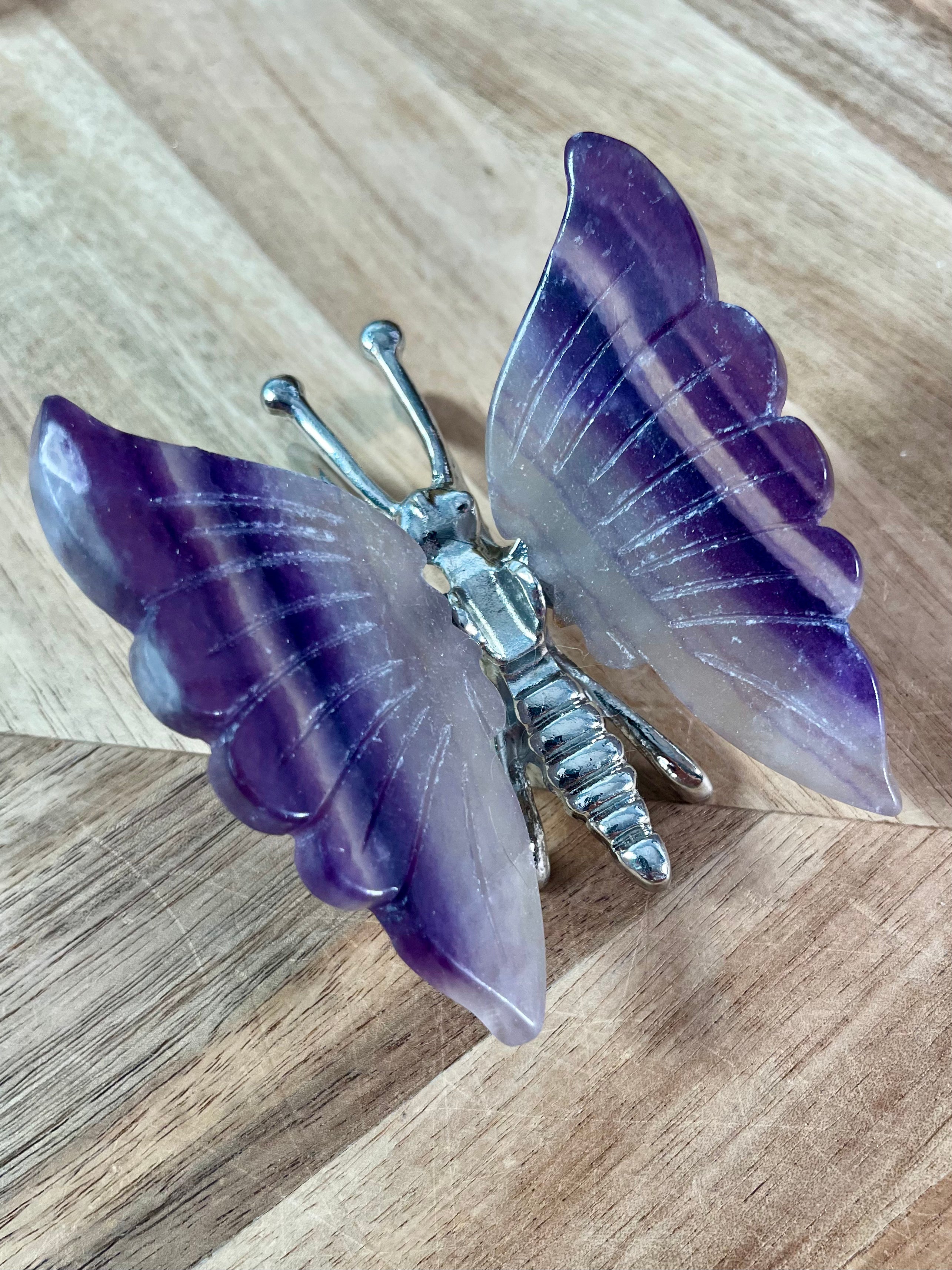 Purple and Clear Fluorite Butterfly | F13