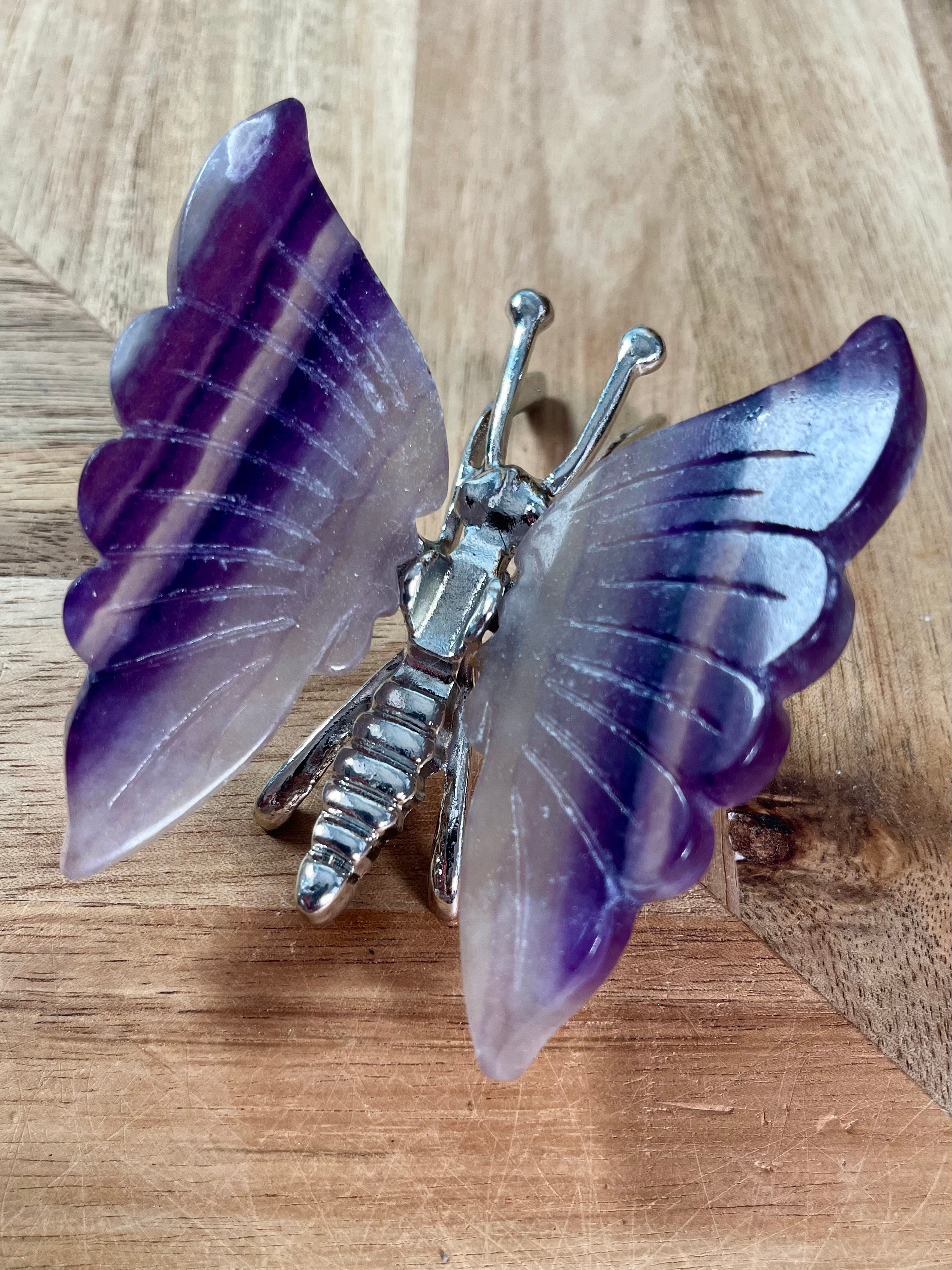 Purple and Clear Fluorite Butterfly | F13