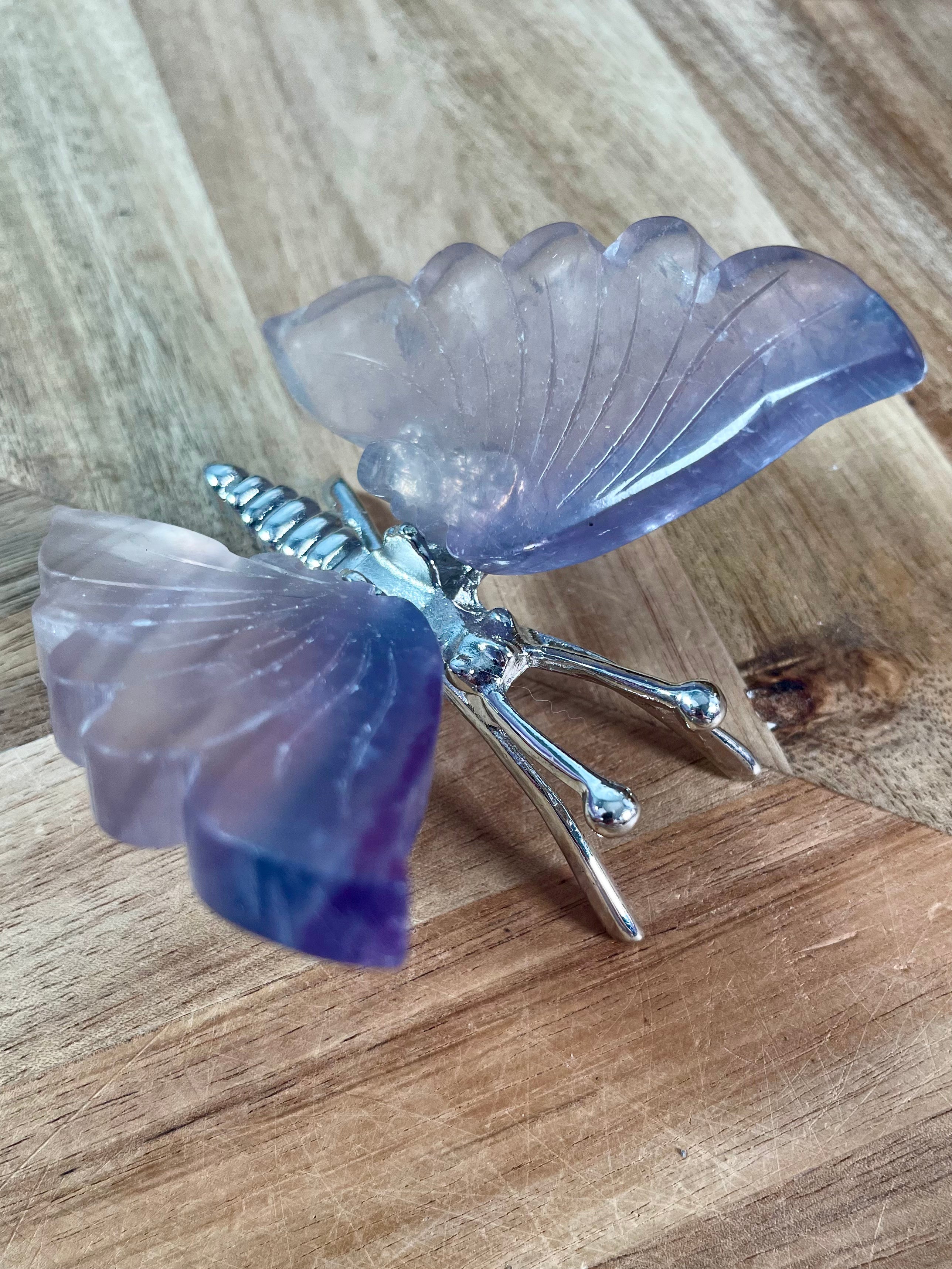 "Unicorn Fluorite" | Clear, Pink, Blue, Purple Butterfly | F3