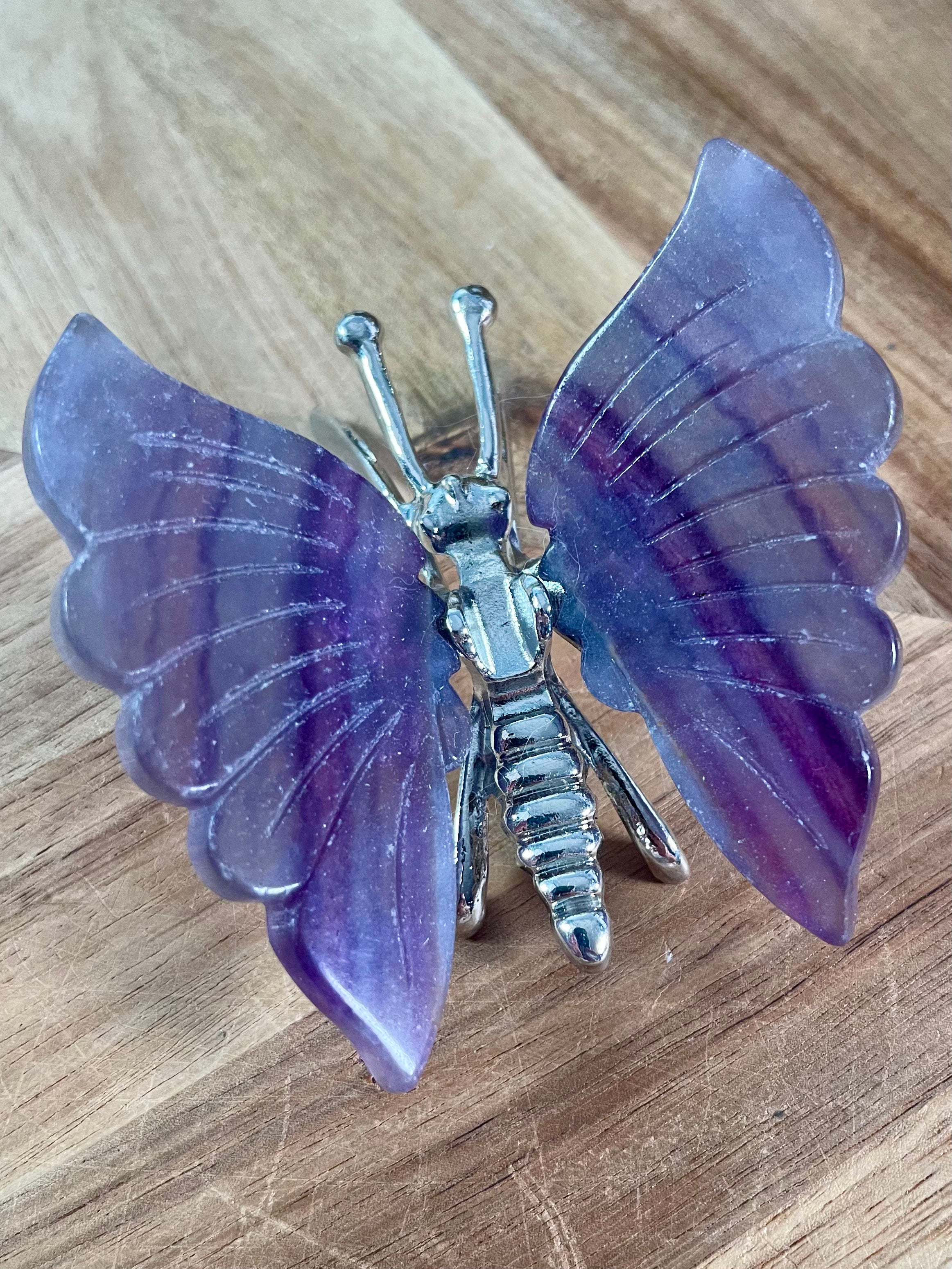 Pink, Blue, Purple Fluorite Butterfly | F4