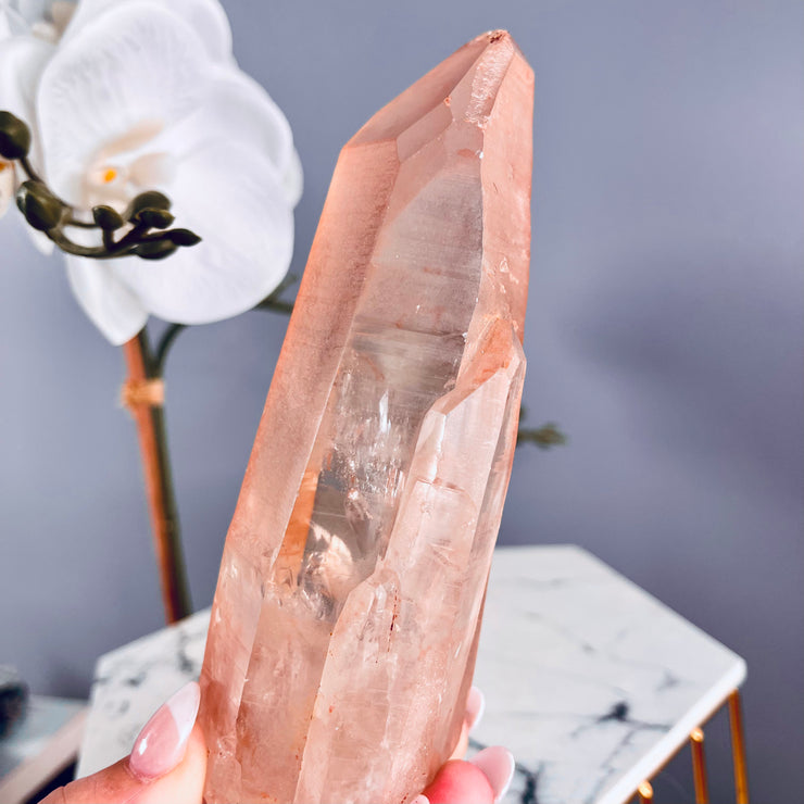 Pink Lemurian | 7 Side Faceted Channel | Future Time Link | P12