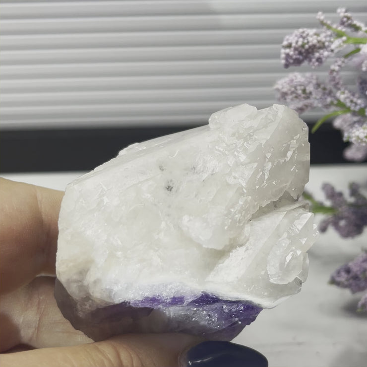 Mother and Child White Capped Amethyst Elestial
