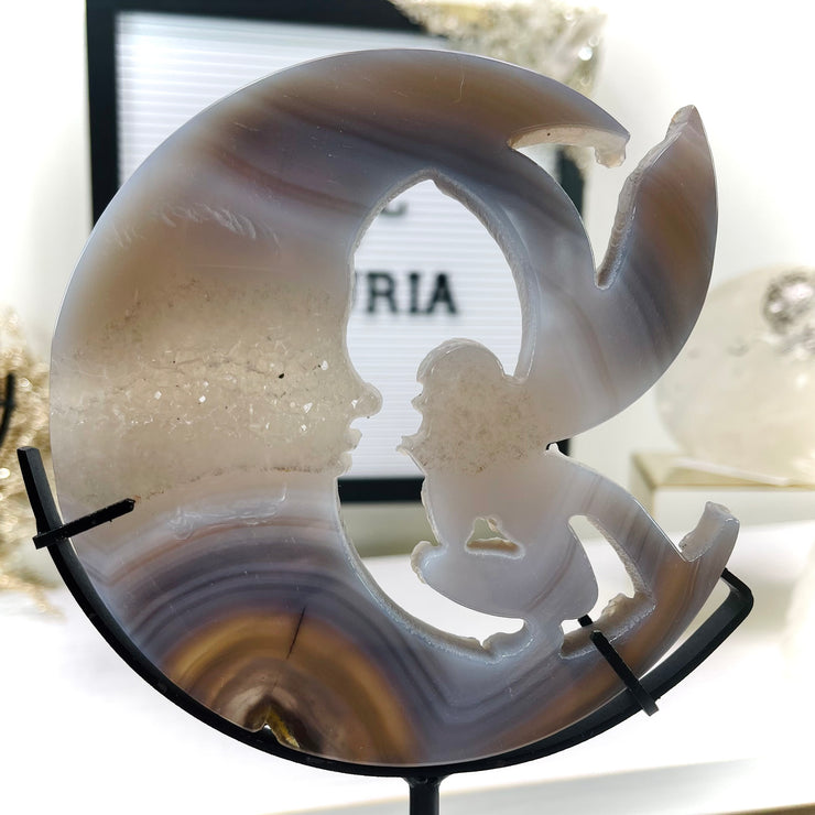 Fairy & Moon Agate On Stand | FM4